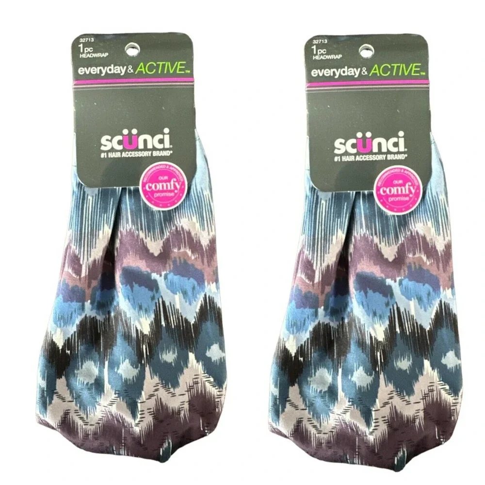 2 Pack Scunci, Everyday & Active, Printed Headwrap, Super Comfy